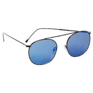Illesteva Mykonos II Sunglasses Black/Blue Flat Mirror